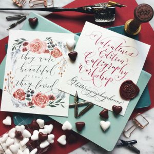 Modern Calligraphy Valentine's Day Workshop Singapore - Heartroom Gallery